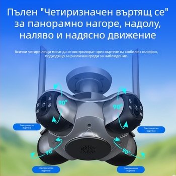 Смарт външна камера за наблюдение, 4MP, обектив 4 мм, нощно виждане, безжично Wi‑Fi, облачно съхранение