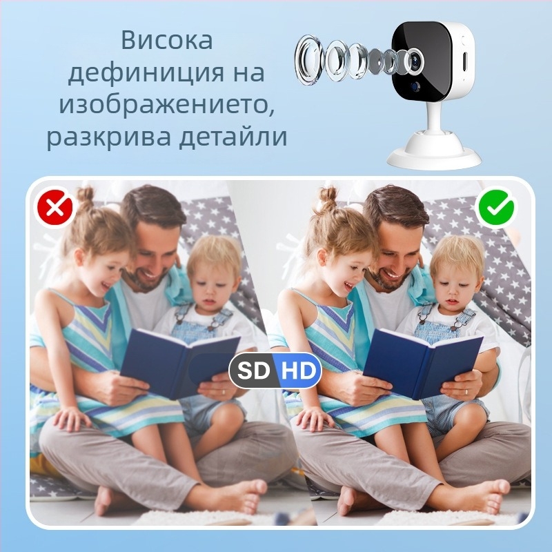 Мини безжична WiFi охранителна камера, модел K-5, поддържа TF карта, сензор до 1 MP