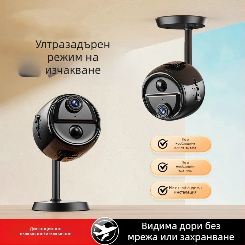 Безжична IP камера A6, широк ъгъл обектив, 1080p, без вътрешна памет, обхват 10-30 м