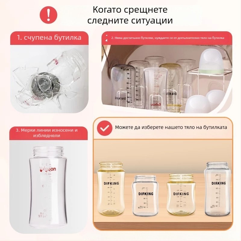 DIFKING PPSU капачка за бутилка с широк отвор, съвместима с Pigeon – трето поколение, извита форма, без дръжка, пакет 40 броя