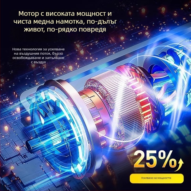 Deli преносима електрическа помпа за гуми за автомобил, 12V, 100W, дигитален дисплей, 30 L/min, бързо надуване