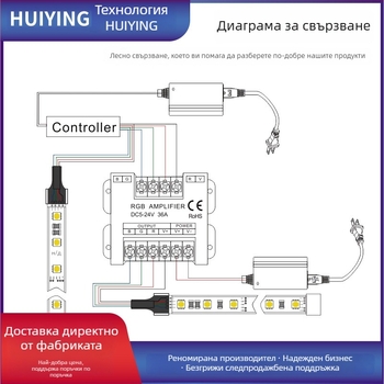 RGB усилвател с железен корпус, 5–24V, заключващ винтов терминал, IP20, LED контролер