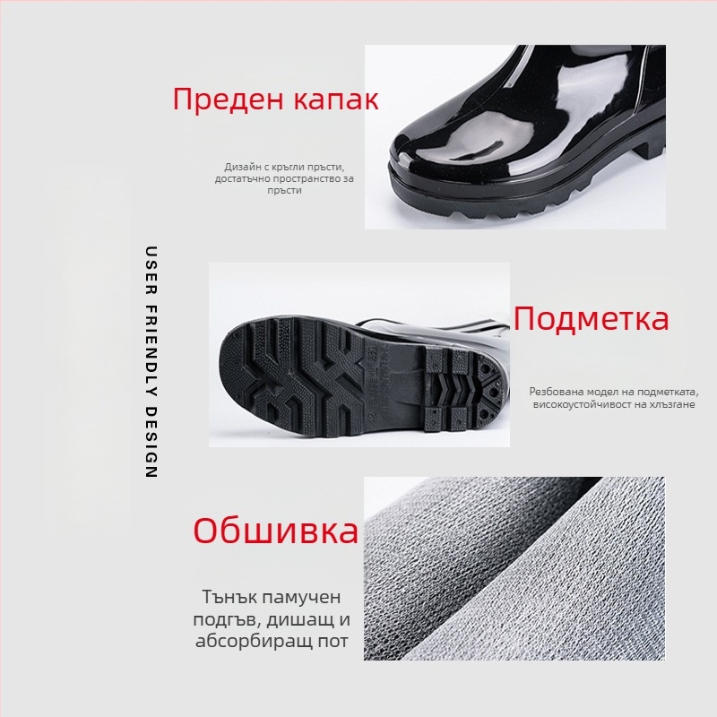 Дъждовни ботуши Back Force водоустойчиви, противохлъзгващи и износоустойчиви, PVC