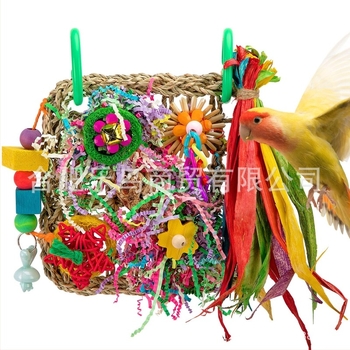 Играчка за папагали, дъвчаща играчка с мрежи и листа, катереща мрежа, домашен продукт