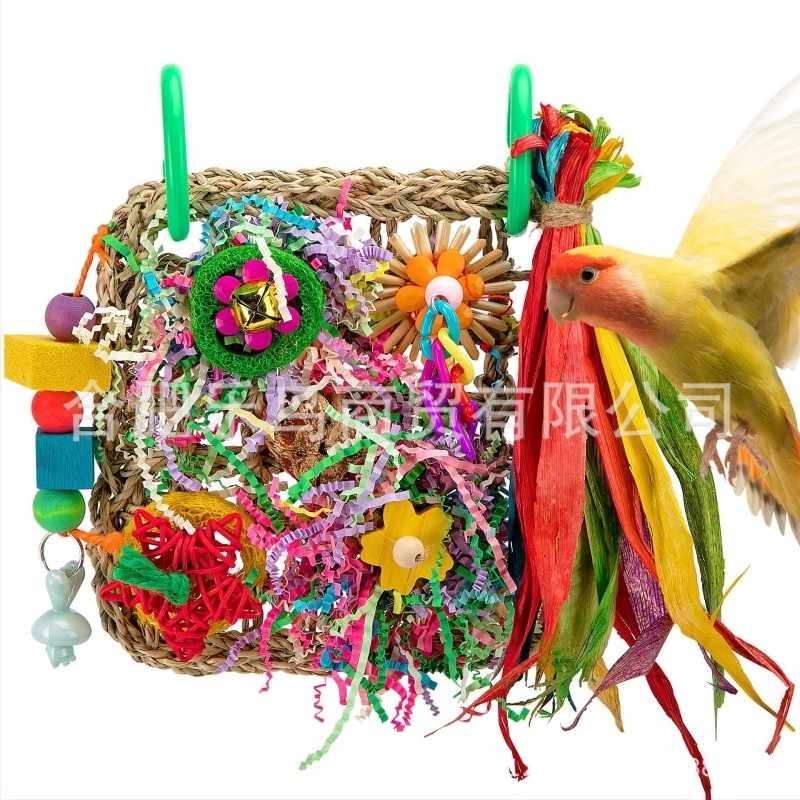 Играчка за папагали, дъвчаща играчка с мрежи и листа, катереща мрежа, домашен продукт