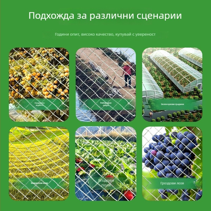 Птича мрежа за плодова градина и ферма – голям навес, защита за чери, градинска бариера, рибник