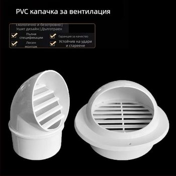 PVC капак за въздушен изход от тръба, ветроустойчив, водоустойчив и против насекоми, за вентилация и дренаж