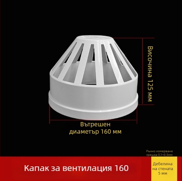 PVC капак за въздушен изход от тръба, ветроустойчив, водоустойчив и против насекоми, за вентилация и дренаж