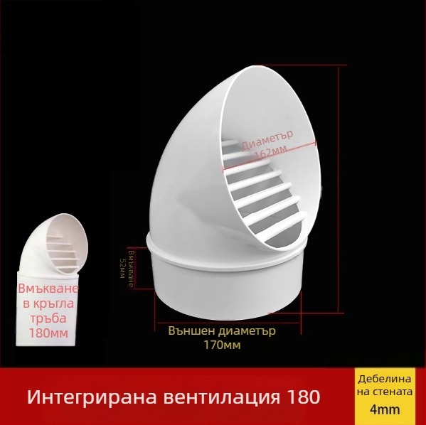 PVC капак за въздушен изход от тръба, ветроустойчив, водоустойчив и против насекоми, за вентилация и дренаж