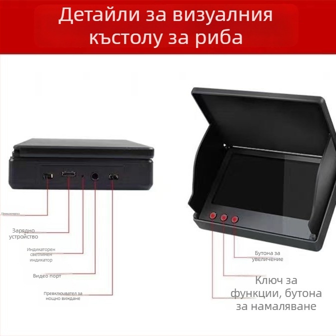 Подводна ултра-ясна риболовна линия с визуална функция – четириядрен кабел, LiPo захранване, дълбочина 0.6–183 м