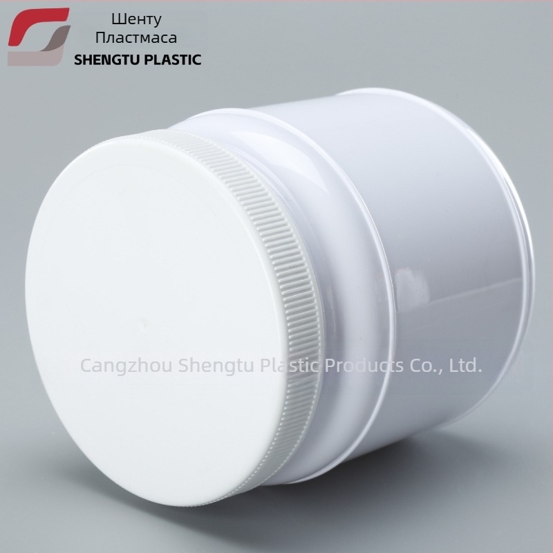 Прозрачен PET контейнер за прах за протеин със широко гърло, 1000 ml, пластмасова капачка