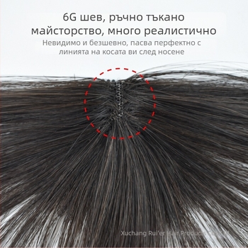 Перука с челка за жени, естествени човешки косъм, малка челка, ръчно изработена, френски стил, въздушна и естествена визия, може да се боядиса