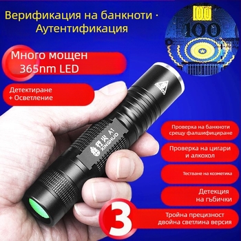 Детектор за валута лампа – мини лазерен валутен верификатор, захранван с батерии, пластмасов корпус, идентификация