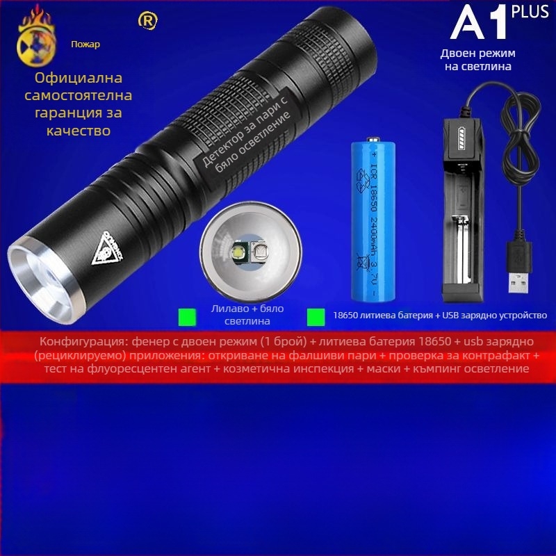 Детектор за валута лампа – мини лазерен валутен верификатор, захранван с батерии, пластмасов корпус, идентификация