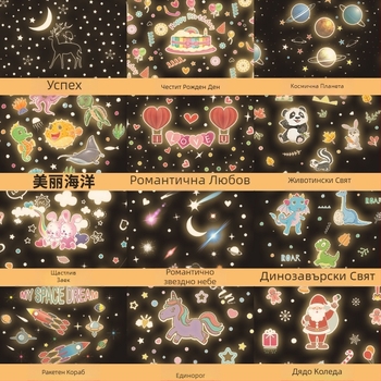 Проектор за звездно небе и музикална нощна лампа, въртящ се, модерен минималистичен стил (Проекция; Музика; 5V; Включване в мрежа)