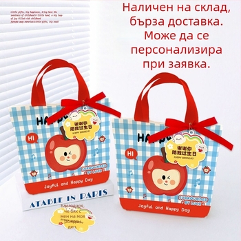 Платнена детска чанта с карикатурен дизайн, персонализируема подаръчна чанта, шевна изработка