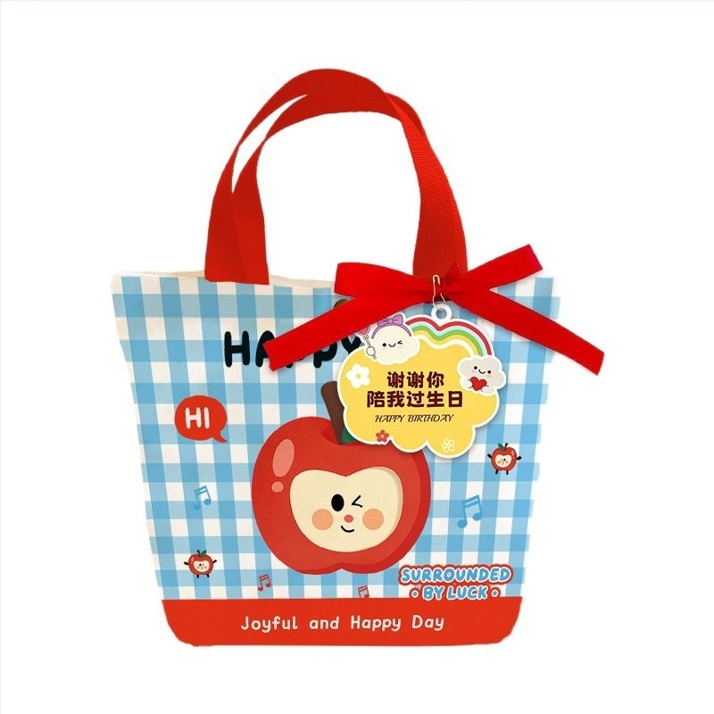 Платнена детска чанта с карикатурен дизайн, персонализируема подаръчна чанта, шевна изработка