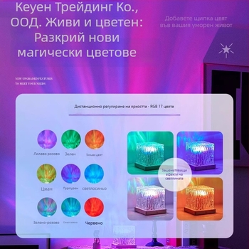 Подова LED лампа с проектор за звездно небе, водни вълни и аврора; обхват до 30 м²; стил Северен