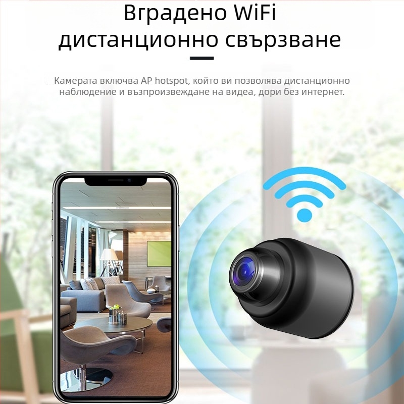 X5 Smart камера за домашно ползване, безжично Wi-Fi, 1080p, 3.6mm обектив, обхват 10-30m, вътрешна употреба, вграден микрофон