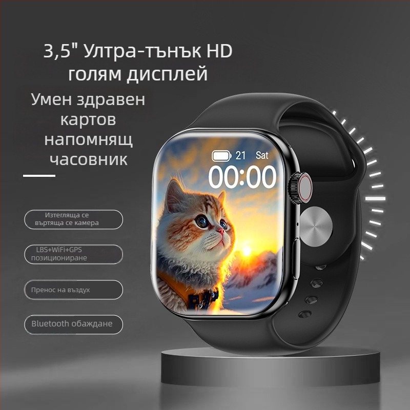 XC19B Morse Code S10 смарт часовник със слот за карта, AMOLED квадратен дисплей, Android съвместим, мониторинг на сърдечния ритъм