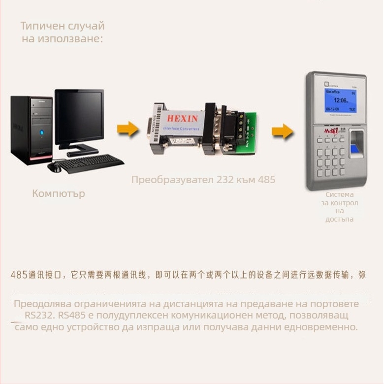 RS232 към RS485 конвертор, пасивна двупосочна конверсия, Модел: Rs232 to rs485 converter