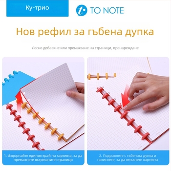Kw-trio/Kedeyou 07910R Замяна на вътрешно ядро за дневник с дупки във форма на гъба, рефил за разхлабени листове, хартия, 50 листа
