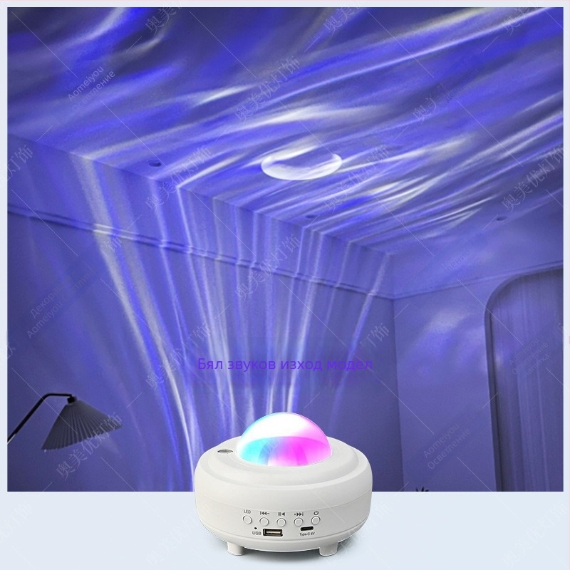 Проектор за северно сияние и звездно небе – нощна светлина, захранване USB / вградена батерия / DC, Bluetooth аудио, настолен монтаж