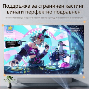 Умен домашен проектор за кино, ултра-HD картина, проекция върху стена с Wi‑Fi, защита на зрението