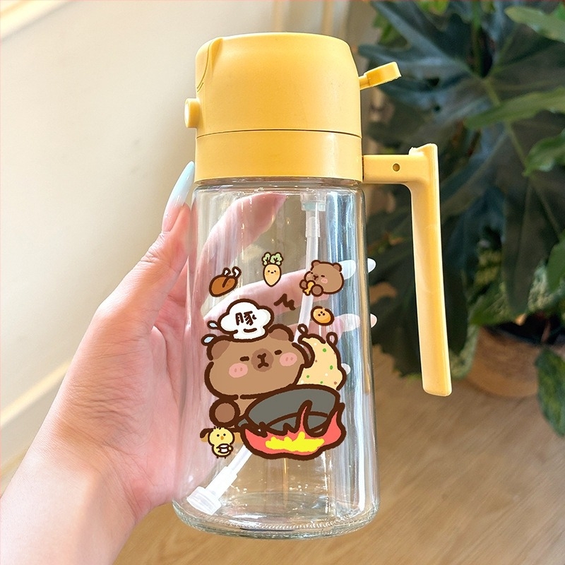 Спрей-бутилка за масло със стъклена и PP конструкция, двойно приложение, натиснете за пръскане, хранително качество