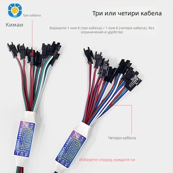WS2811 усилвател за LED лента – 1 към 8 канала, 5–24V, 3P терминал, IP20