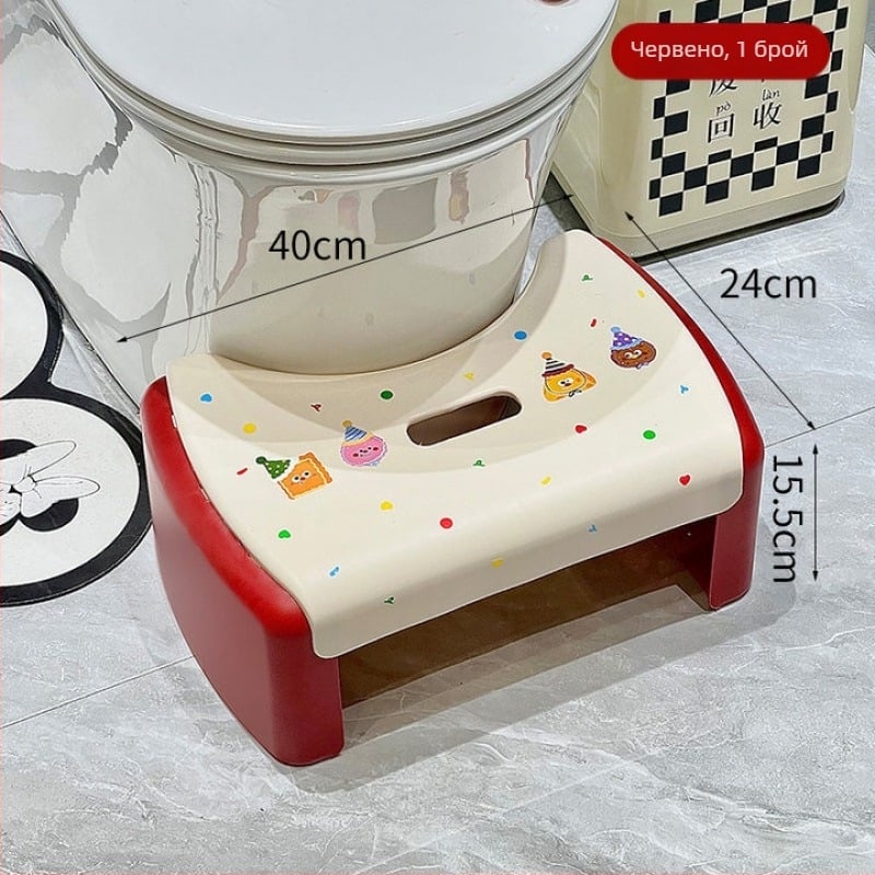 Детски тоалетен стъпаловиден стол – антихлъзгащ се пластмасов PP, неподвижен, за баня