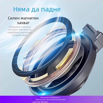 Телескопична селфи палка за телефон с магнитен държач, LED кръгло осветление, Bluetooth дистанционно управление и ABS+алуминиев сплав