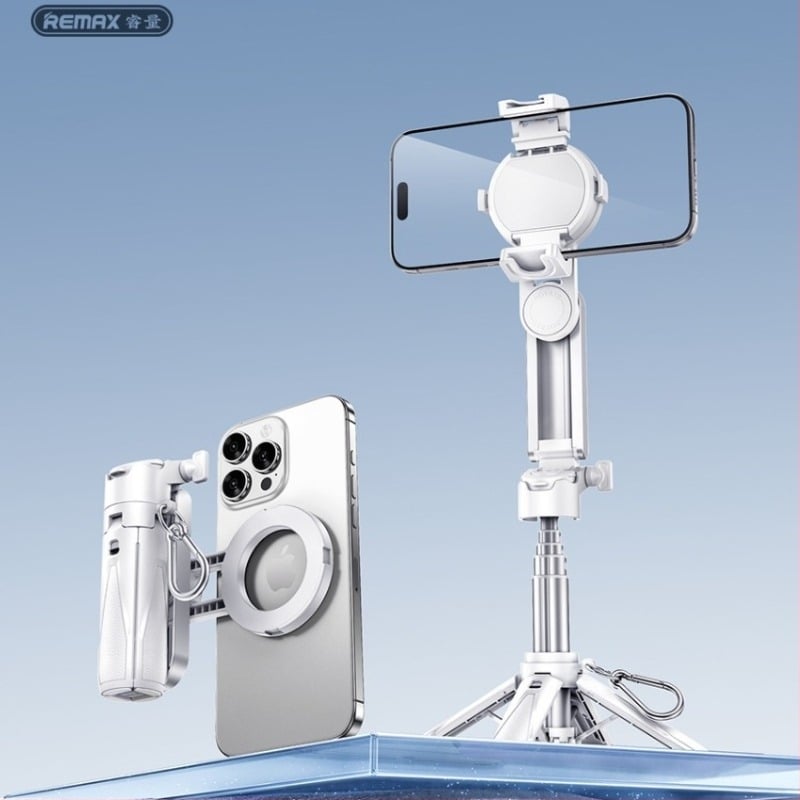 Remax мини джобен държач за селфи палка с магнитно бързо захващане — пластмасов, без дистанционно, без Bluetooth