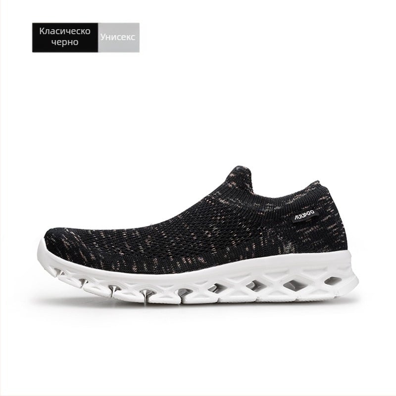 Дишащи мрежести чорапени маратонки за възрастни — EVA междинна подметка и EVA подметка, нисък модел, слеп-он обувки за походи