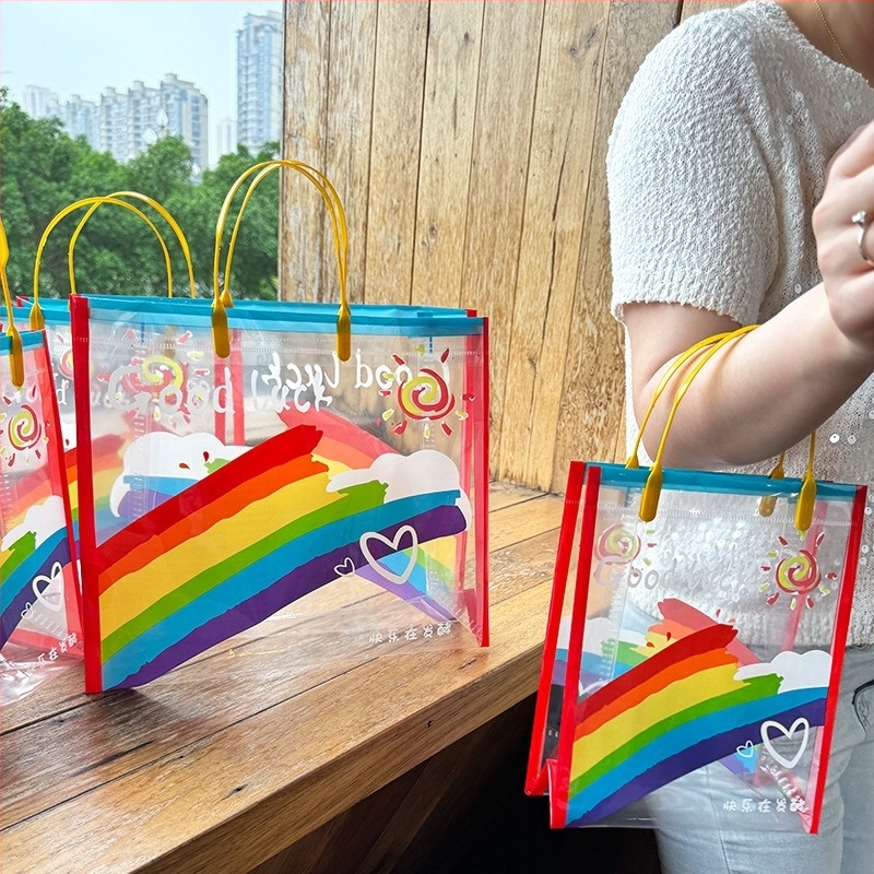 PVC чанта за детска градина, прозрачна, двуслойна конструкция, многофункционална чанта за подаръци