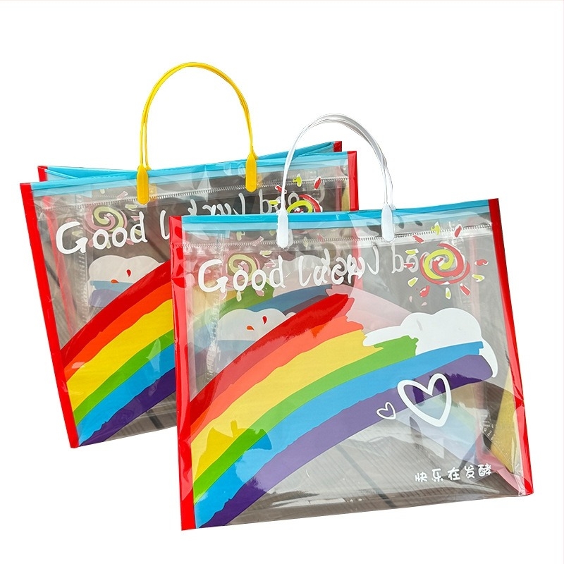 PVC чанта за детска градина, прозрачна, двуслойна конструкция, многофункционална чанта за подаръци