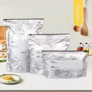 Хранителна торба с антибактериално алуминиево фолио, цип за хладилник/замразяване, самозалепваща и порционираща