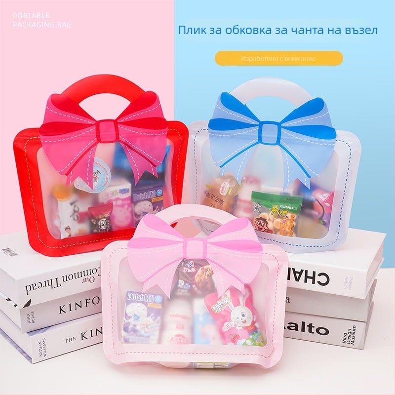 Карикатурна подаръчна торбичка с панделка, самостоятелно стояща за деца — Zhongpeng опаковка, персонализирано лого