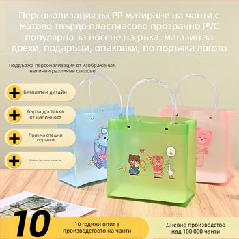 PP чанта за ръка — мътен прозрачен PVC твърд пластмасов (Двоен слой дебелина: 36 silk; Код на продукта: Internet celebrity bag; Марка: Hong kai; Използване: сувенирна чанта)