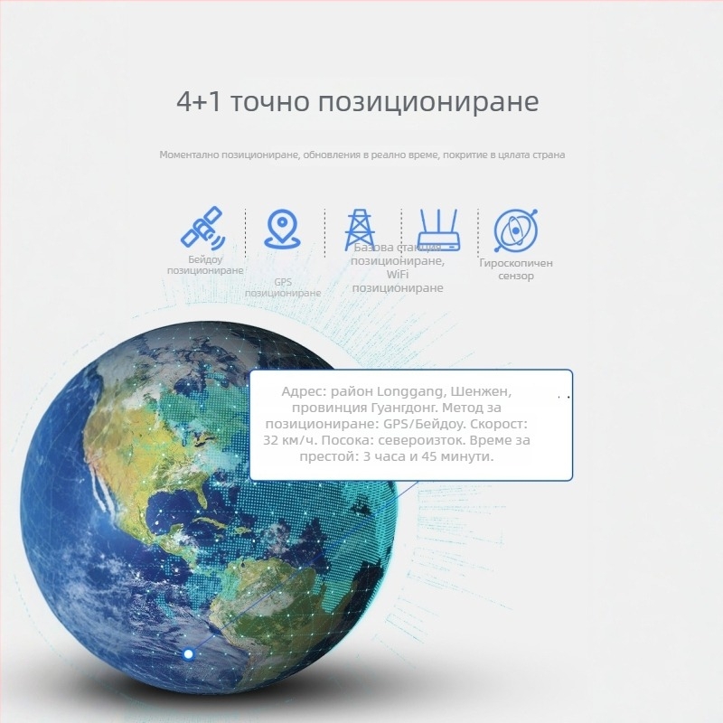 Преносим GPS тракер за автомобили и мототехника — интелигентно позициониране, антиизгубване; GPS точност 5 м; аларми: вибрация, изключване на захранването, SOS, геозона; магнитно монтиране; полимерна батерия (50 ч); проследяване чрез приложение