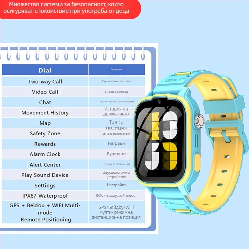 Детски смарт часовник: видео повик, заснемане на снимки, GPS дистанционно позициониране, защита срещу загуба, 512MB RAM
