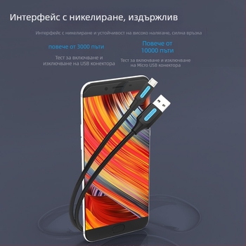 Android Micro USB кабел за данни USB 2.0 — бързо зареждане, PVC материал, единичен конектор