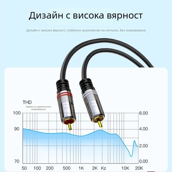 Choseal QS3551 2RCA мъж към 2RCA мъж аудио кабел, златно покритие на медно ядро, дизайн двойни лотоси, за цифрова аудио апаратура