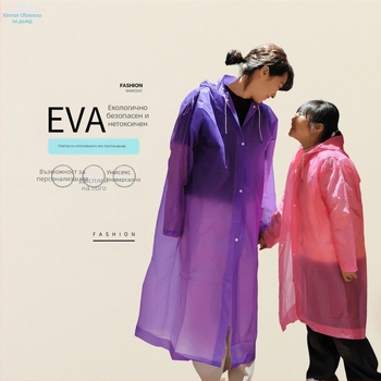 Дъждовна пончо за възрастни, EVA плат, дебел, едно парче, за туризъм и пътуване