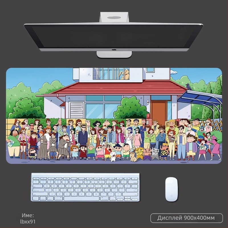 Подложка за мишка с облегалка за китката, дебела гейминг подложка за бюро, аниме стил, противохлъзгаща се текстилно-резинова повърхност, OEM печат на лого