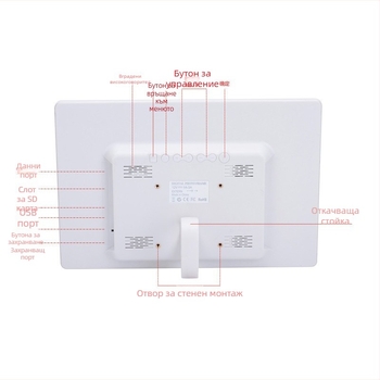 HD цифрова фоторамка с таймер за включване/изключване, резолюция 1280×800, поддръжка на MS/SD/TF/MMC карти, възпроизвеждане на музика и видео, OEM печат/logo