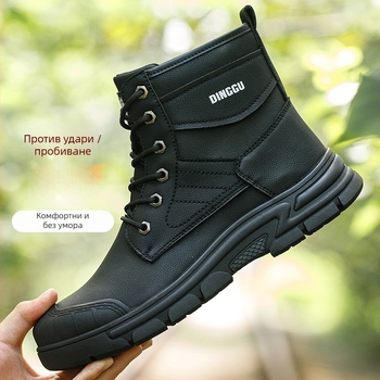 Високи защитни обувки със стоманен нос, микрофибърна кожа, антиударни и антипробивни, издръжливи