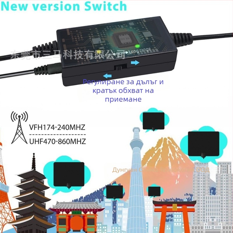 Вътрешна HDTV антена, квадратен дизайн от тънък филм, прием на сигнал с висока разделителна способност; OEM марка, лицензирана частна марка.