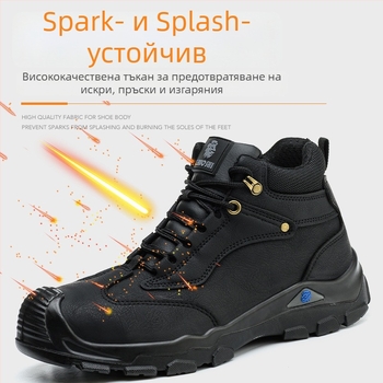 Зимни обувки за безопасност с подплата от флис, висок връх, микрофибърна кожа, стоманена защита на пръстите, анти-удар и анти-пробив