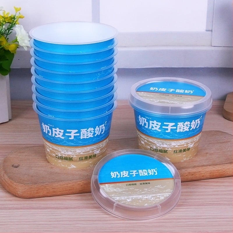 Еднократни PP пластмасови чаши за йогурт - ситопечат, покрит капак, възможност за печат на лого, стилове 1-4